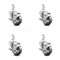 Service Caster 3.5 Inch Gray Poly Wheel Swivel 3/4 Inch Square Stem Caster Set with Brake SCC SCC-SQ20S3514-PPUB-GRY-TLB-34-4